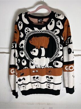 Cartoon Network Brown Black White Graphic Crewneck Sweater